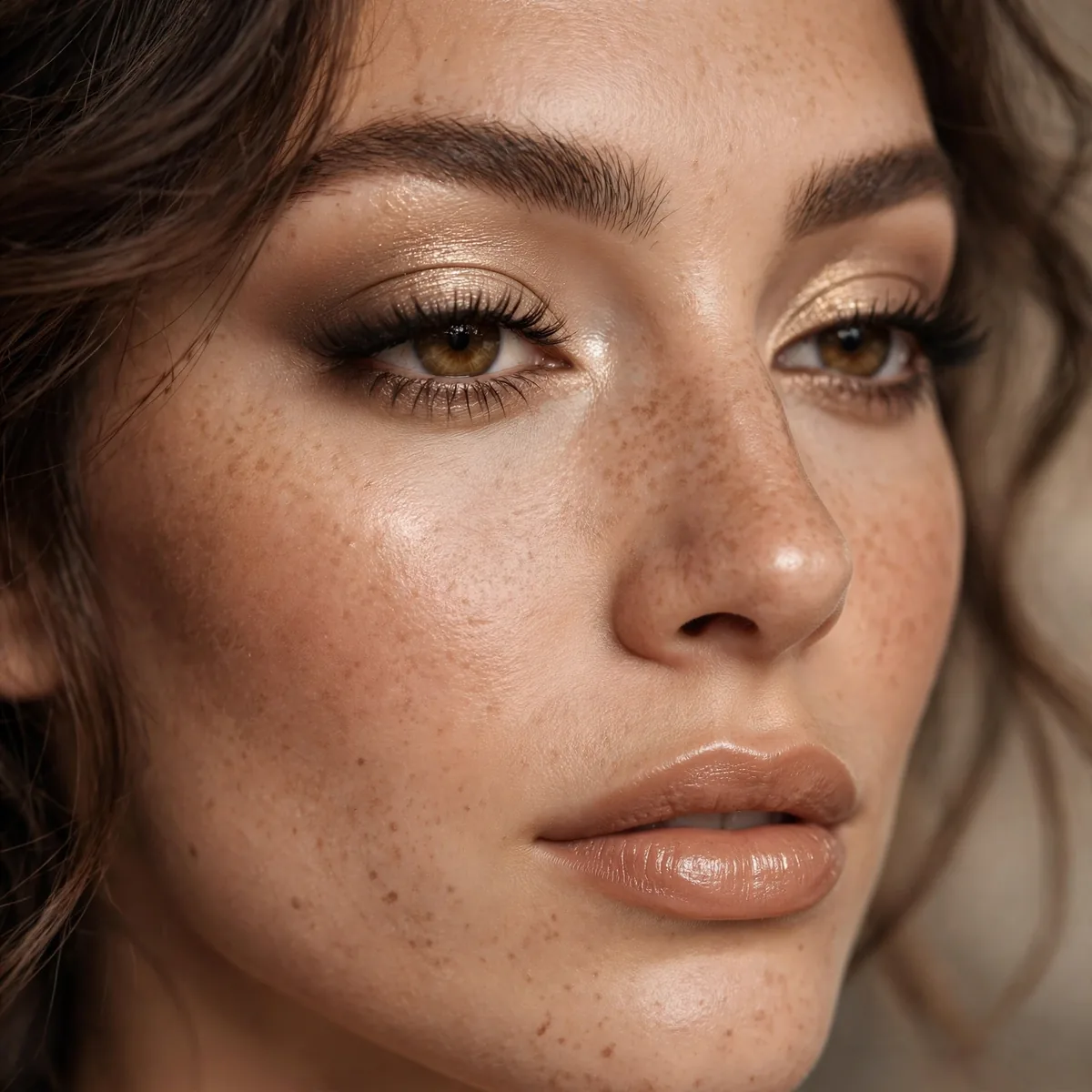 Close-up of Champagne Glow Smokey featuring soft champagne and warm beige