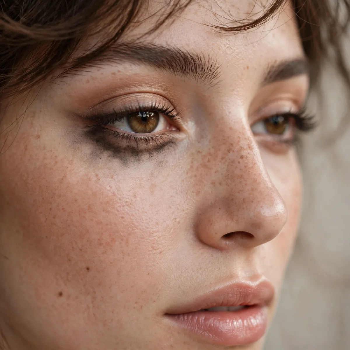 Smudged lower lash eyeliner