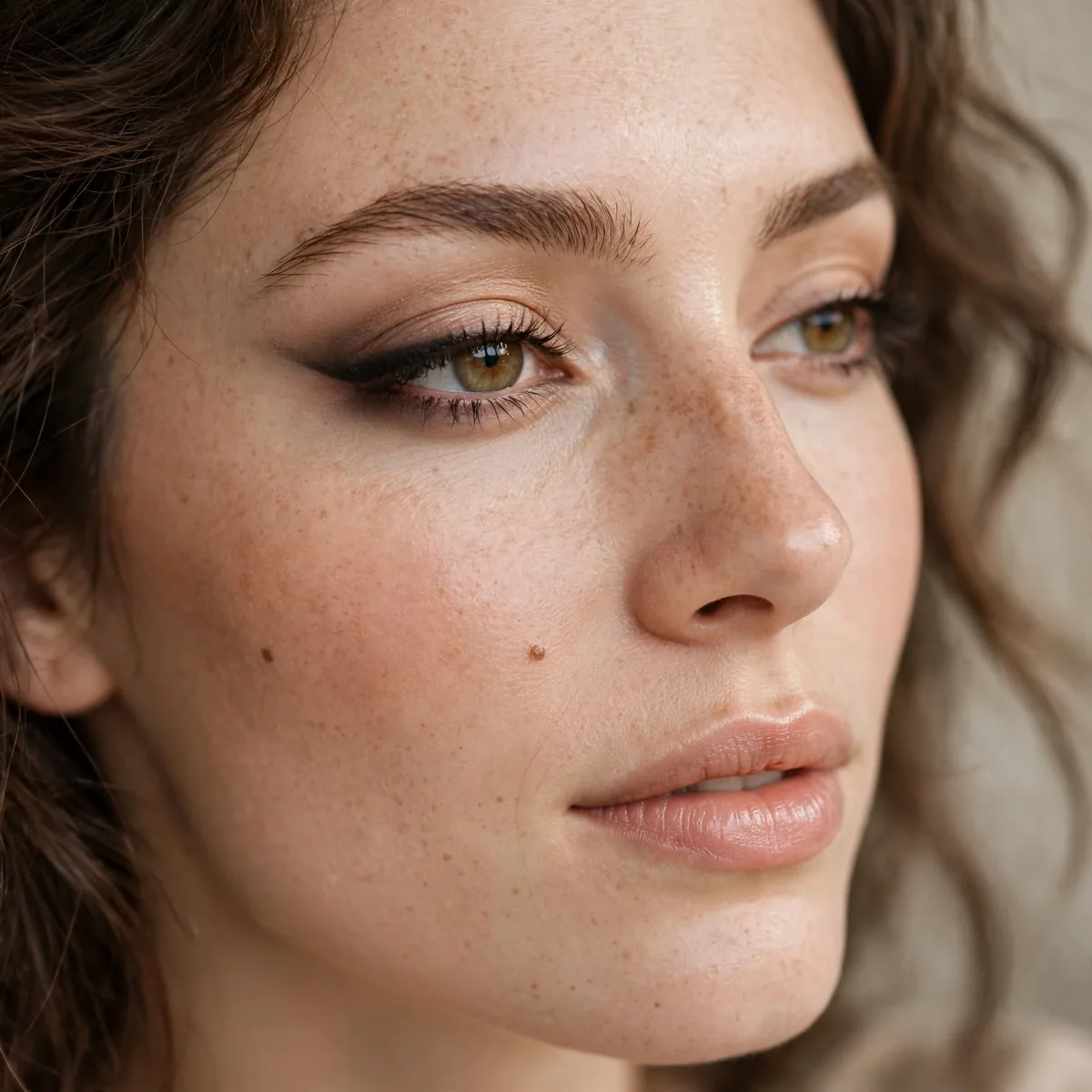 Smudged winged eyeliner soft