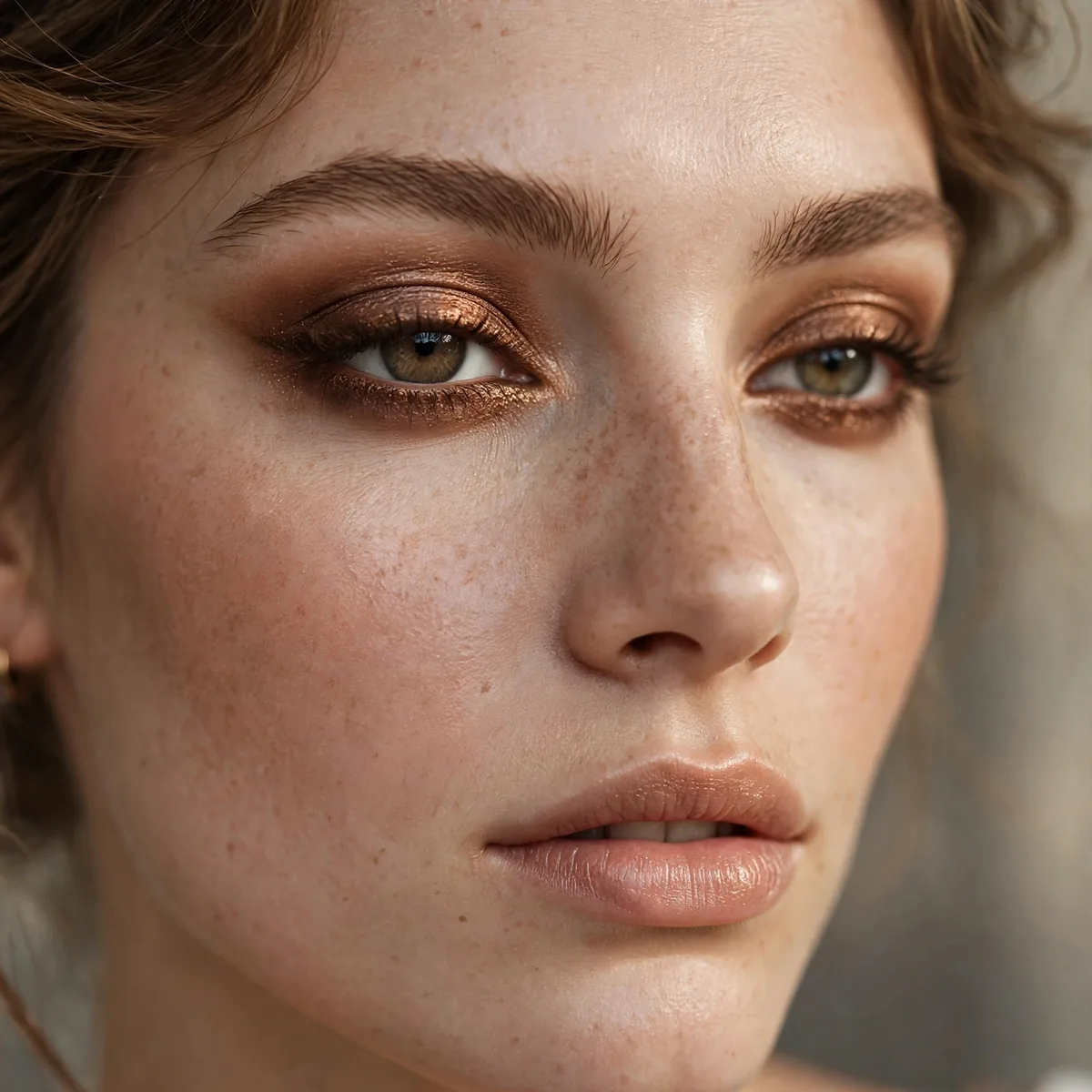 Bronze smudged eyeliner look