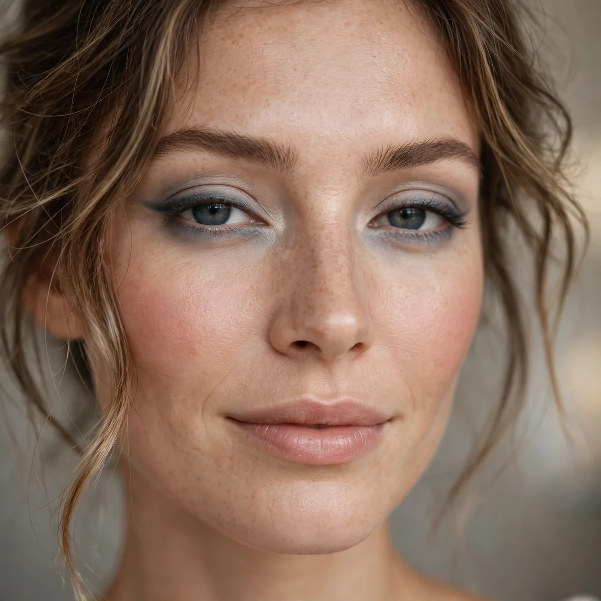 Gray smudged eyeliner soft look