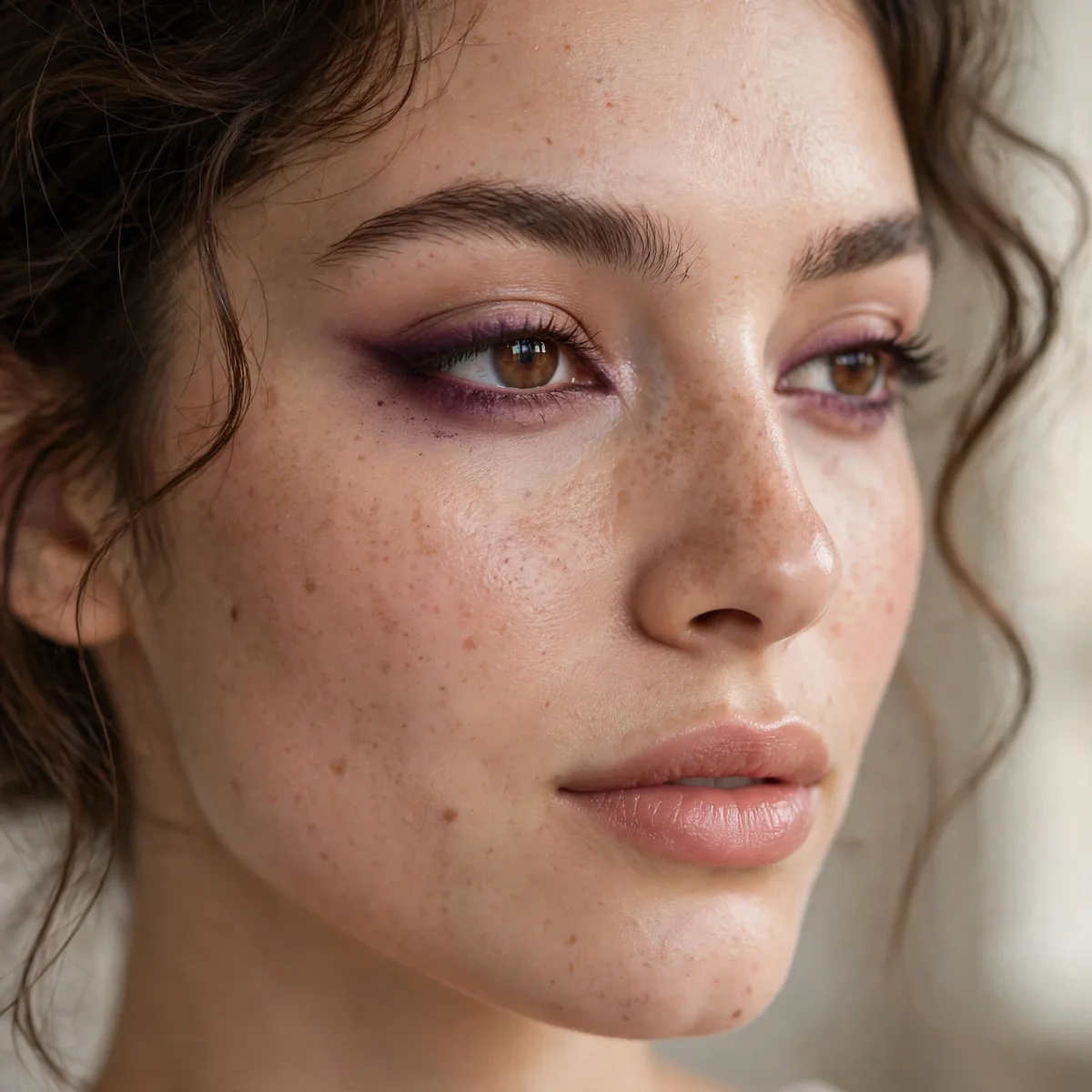 Plum smudged eyeliner look