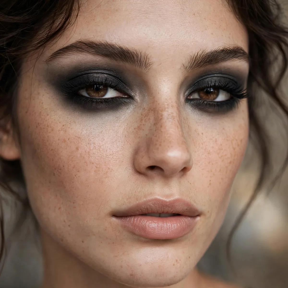 Full smokey smudged eyeliner