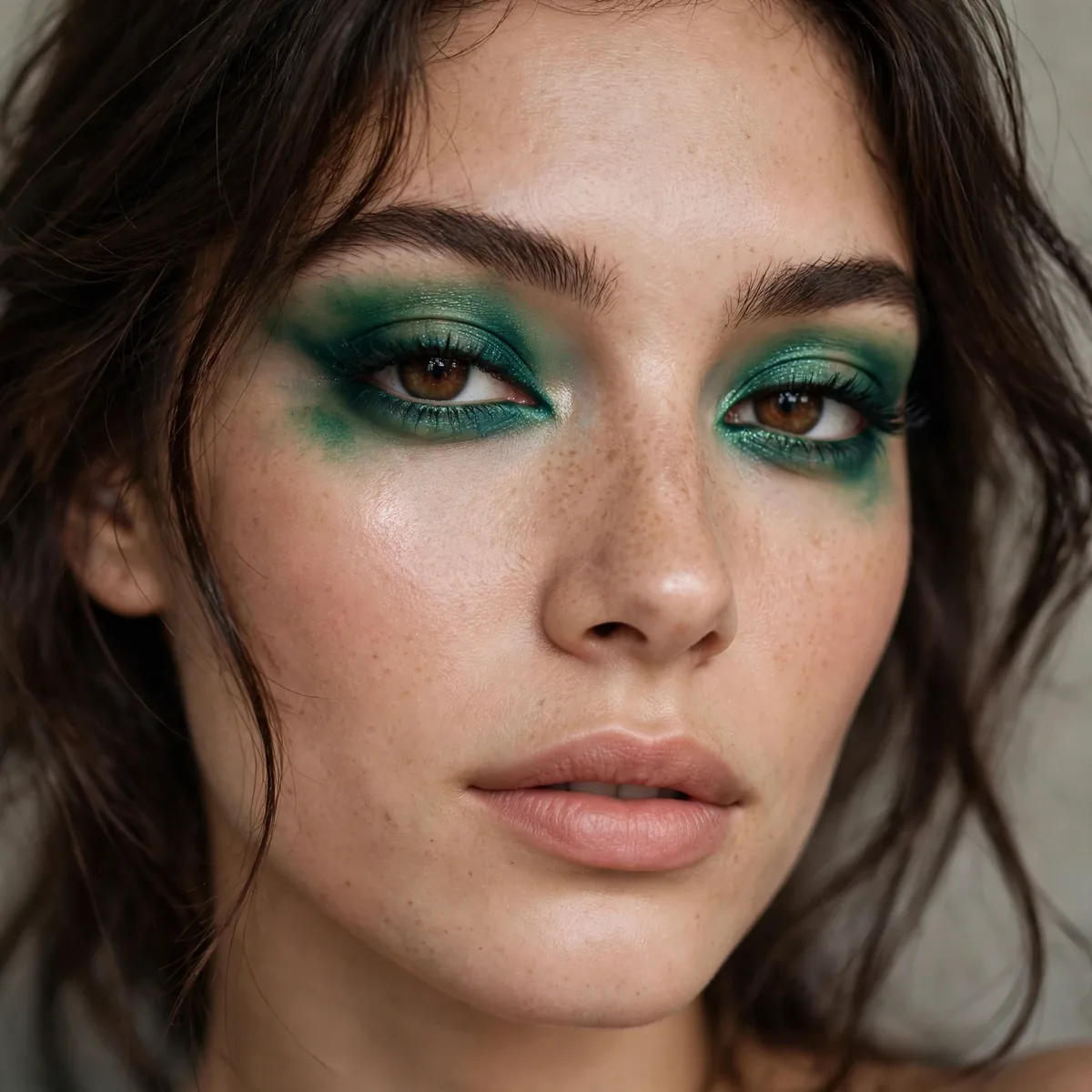 Emerald smudged eyeliner look