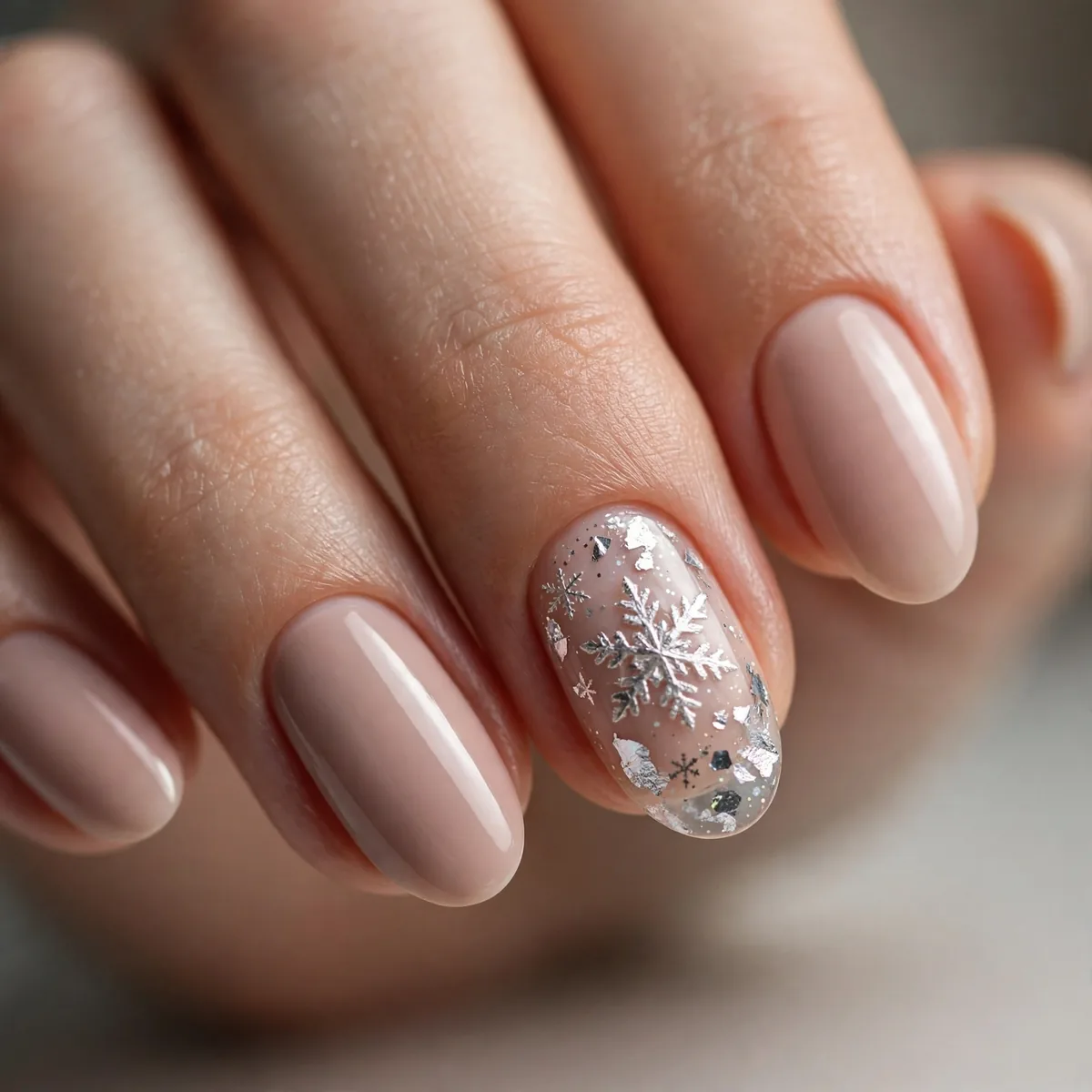 Single flake accent nail winter