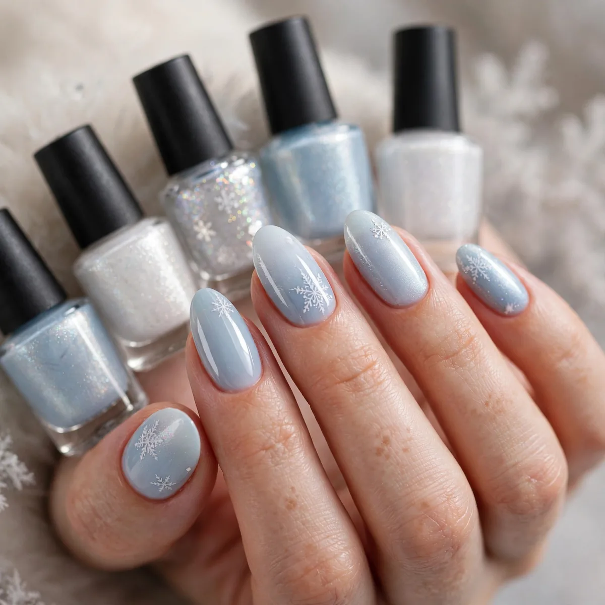 Curated snowflake nail polish collection