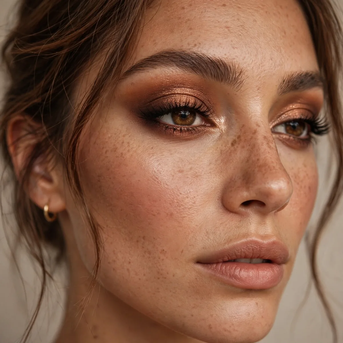 Warm smokey eye soft glam
