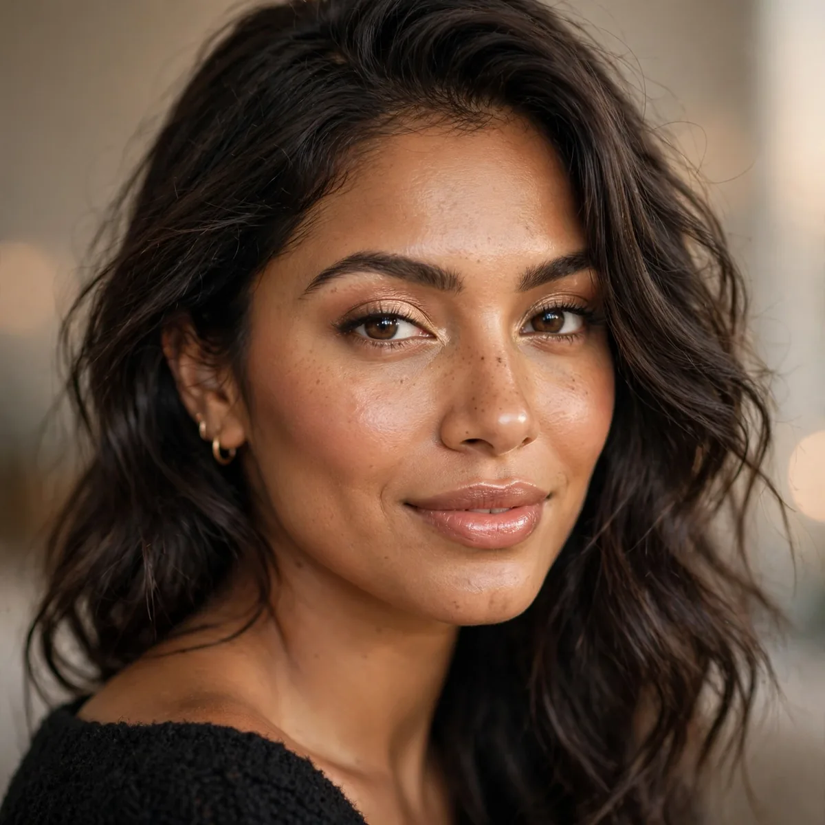 Confident glowing date night look