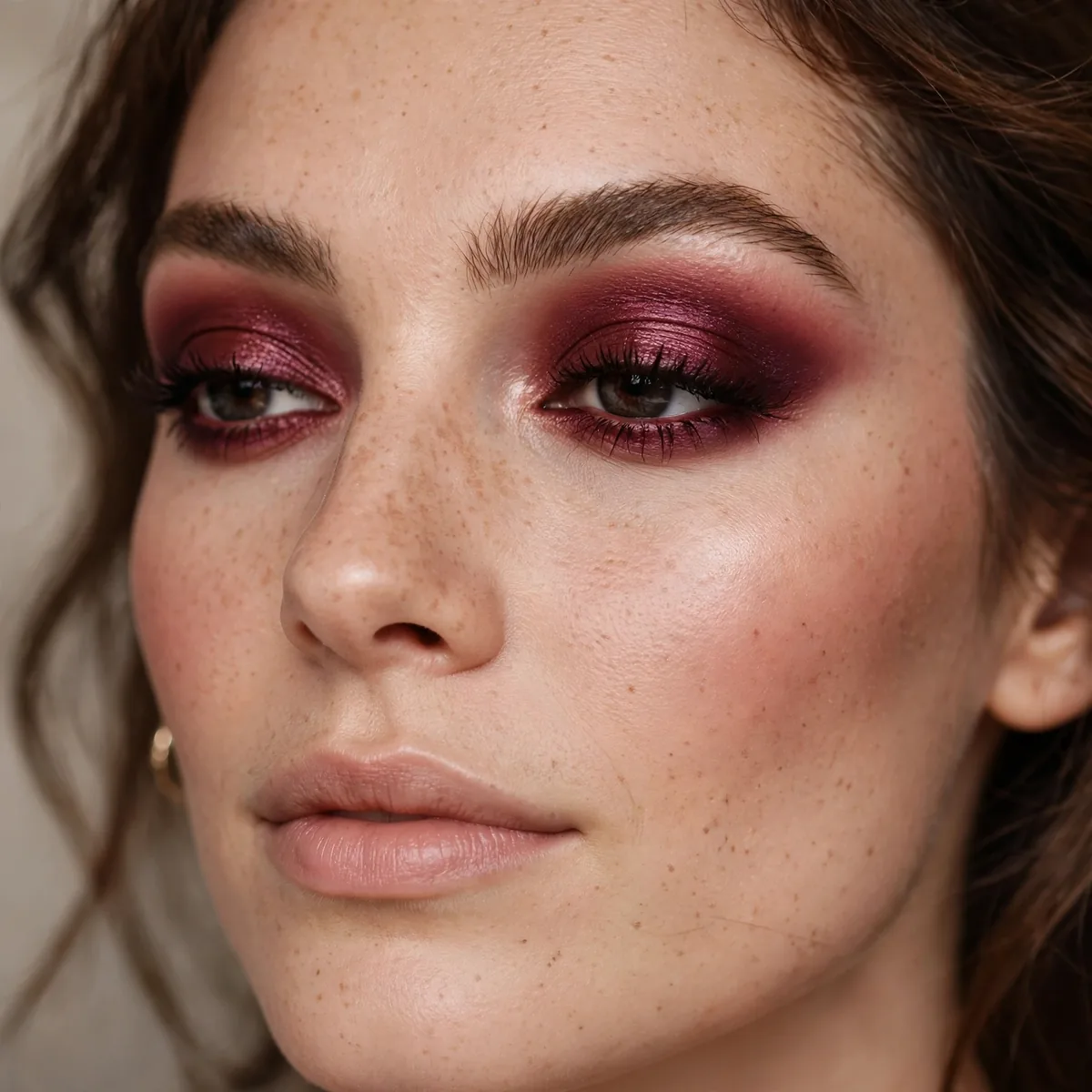 Burgundy toned eyeshadow makeup look
