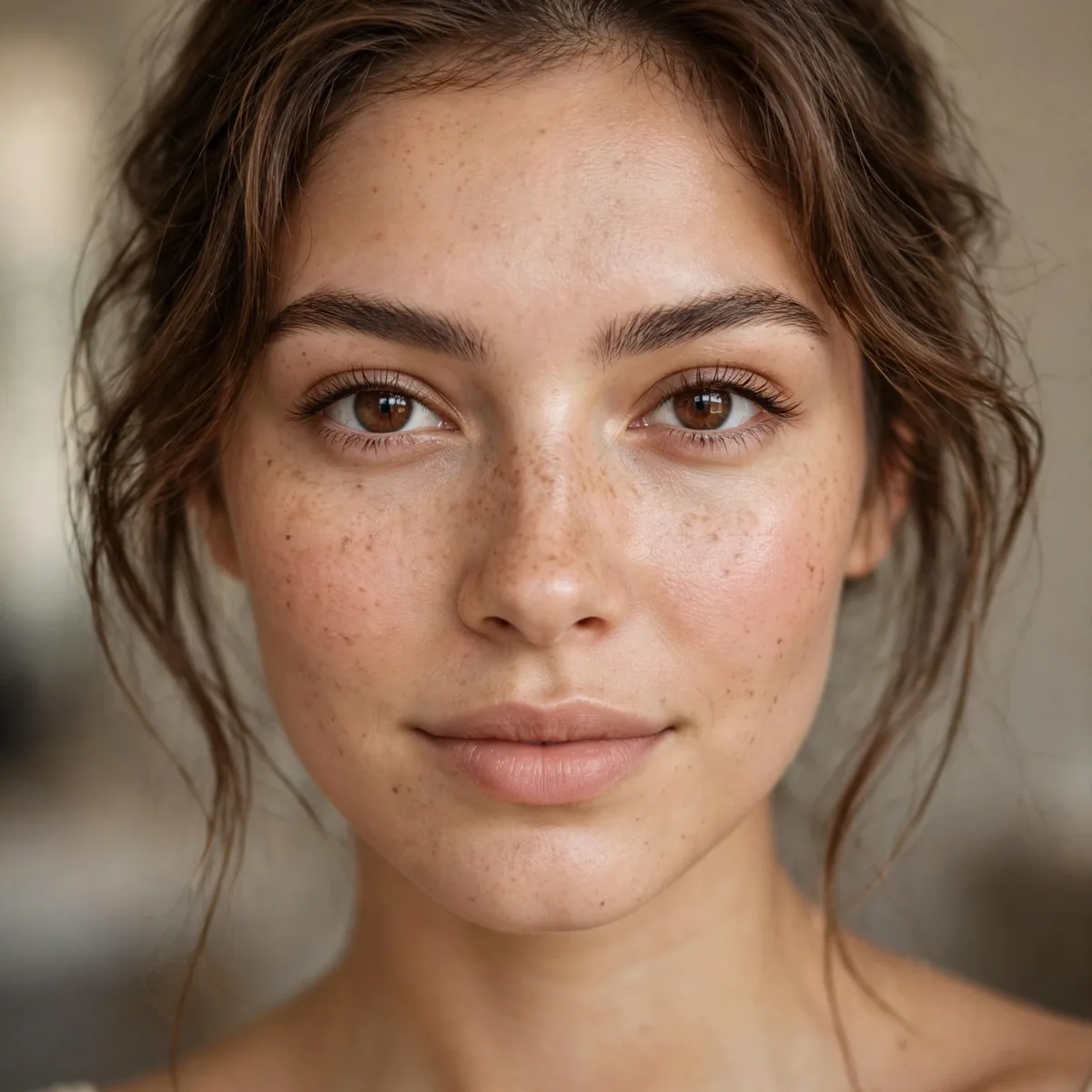 Natural no-makeup glam look for brown eyes