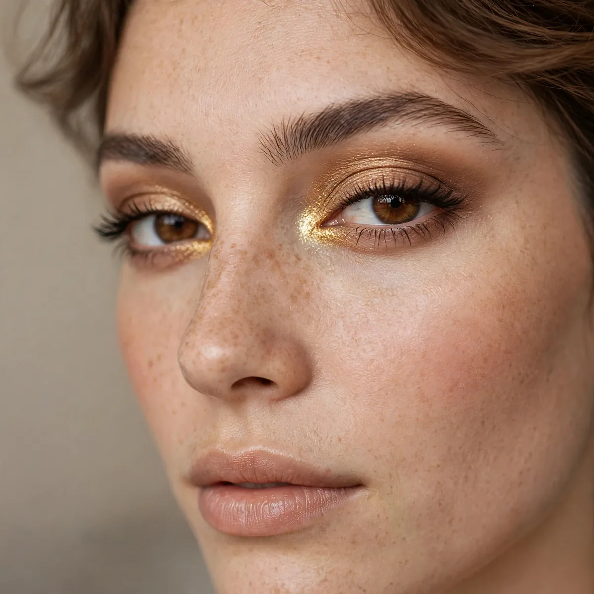 Gold inner corner highlight on brown eyes