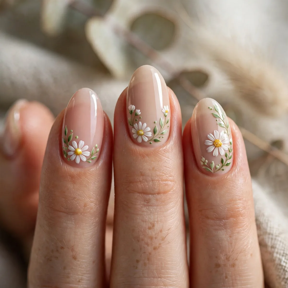 Daisy floral nail art spring