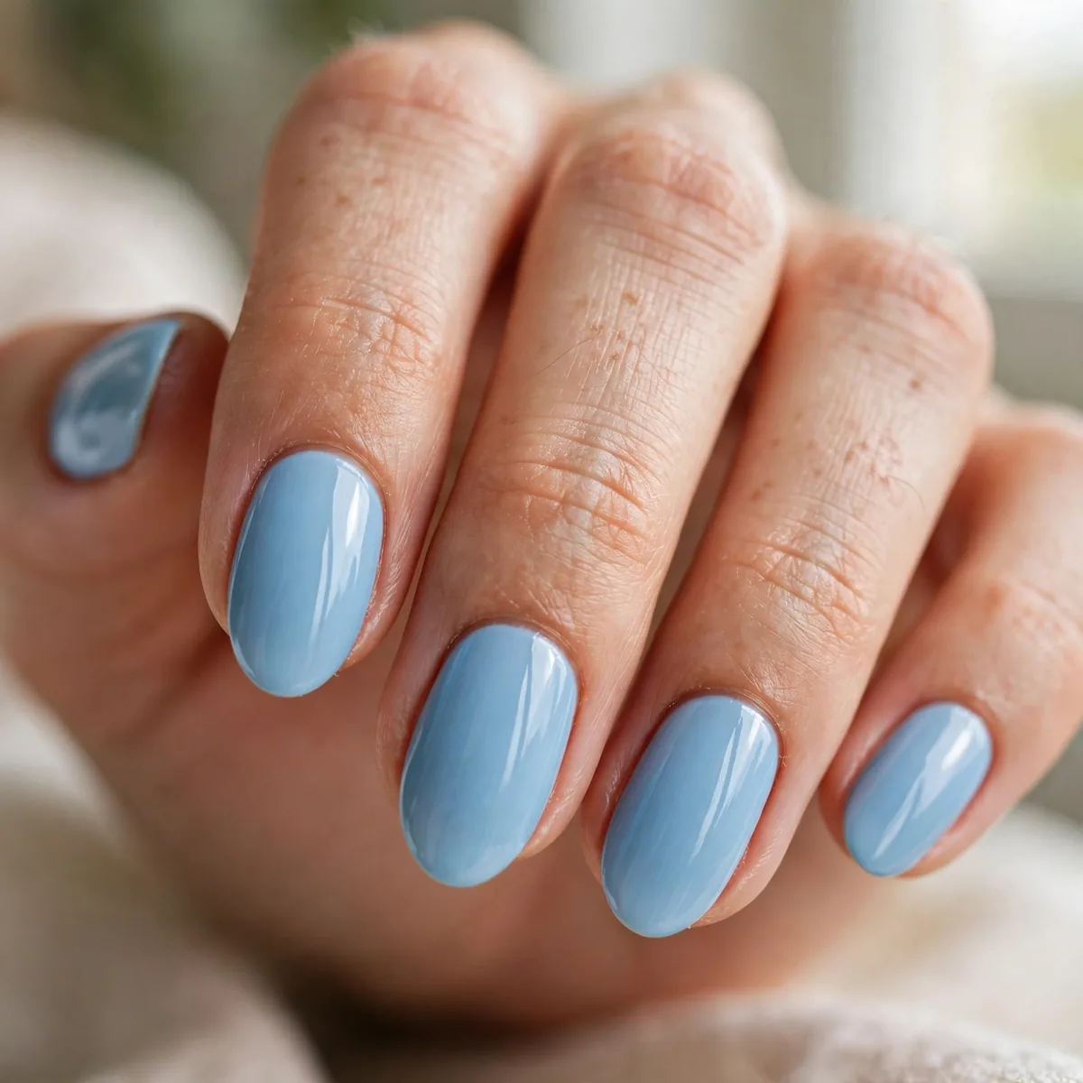 Sky blue spring nails