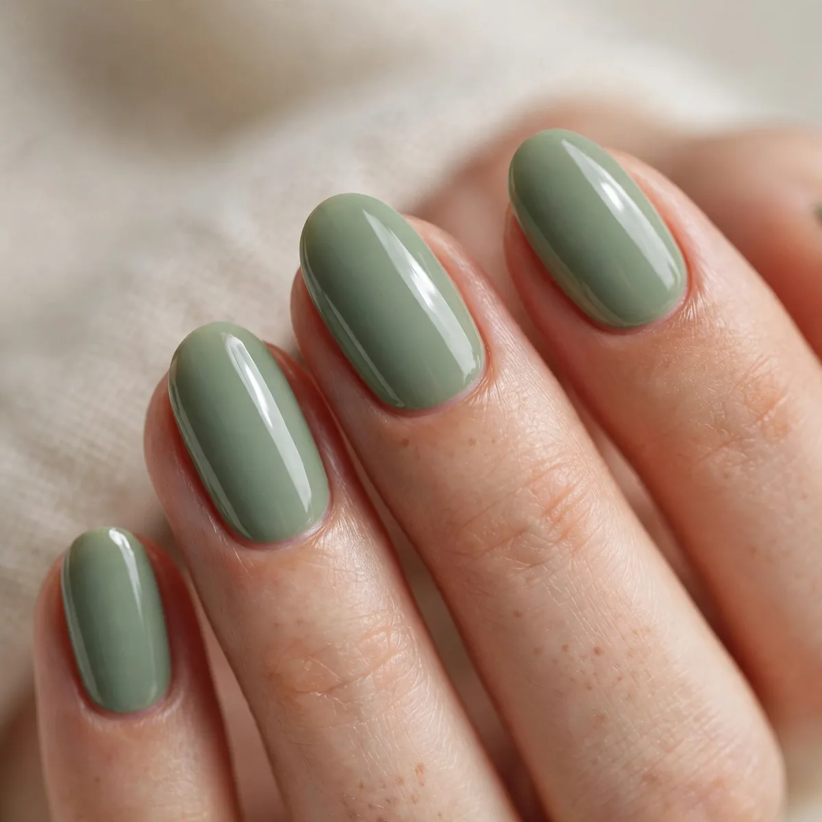 Sage green spring nail polish