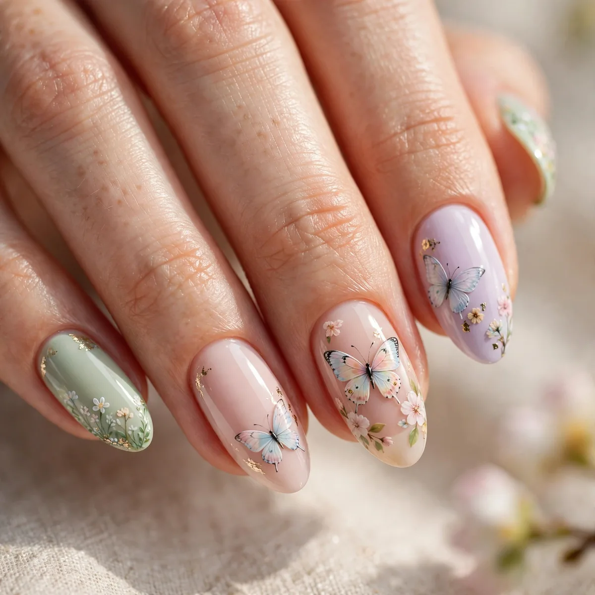 Butterfly nail art spring design