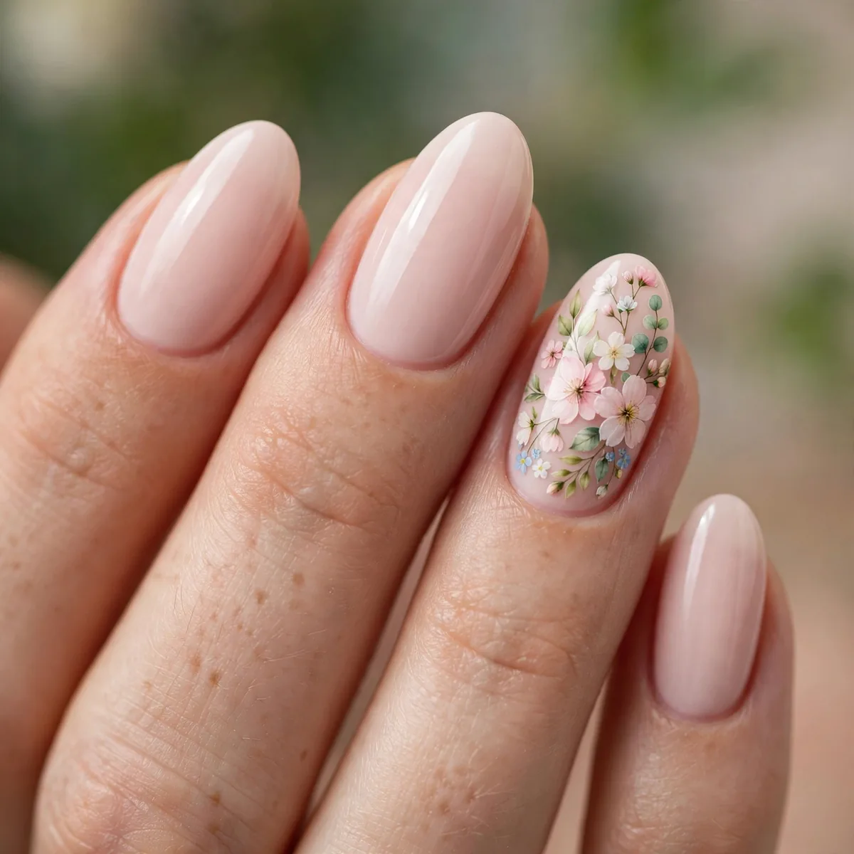 Single floral accent nail spring