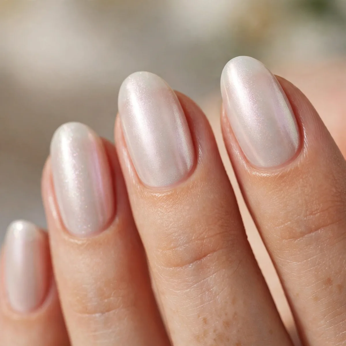 Pearly spring nail finish