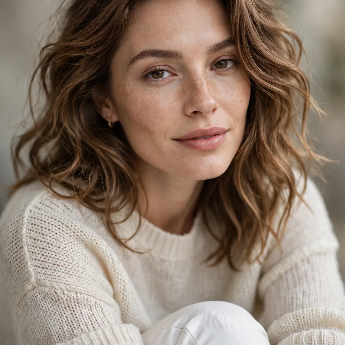 Light sweater with white jeans