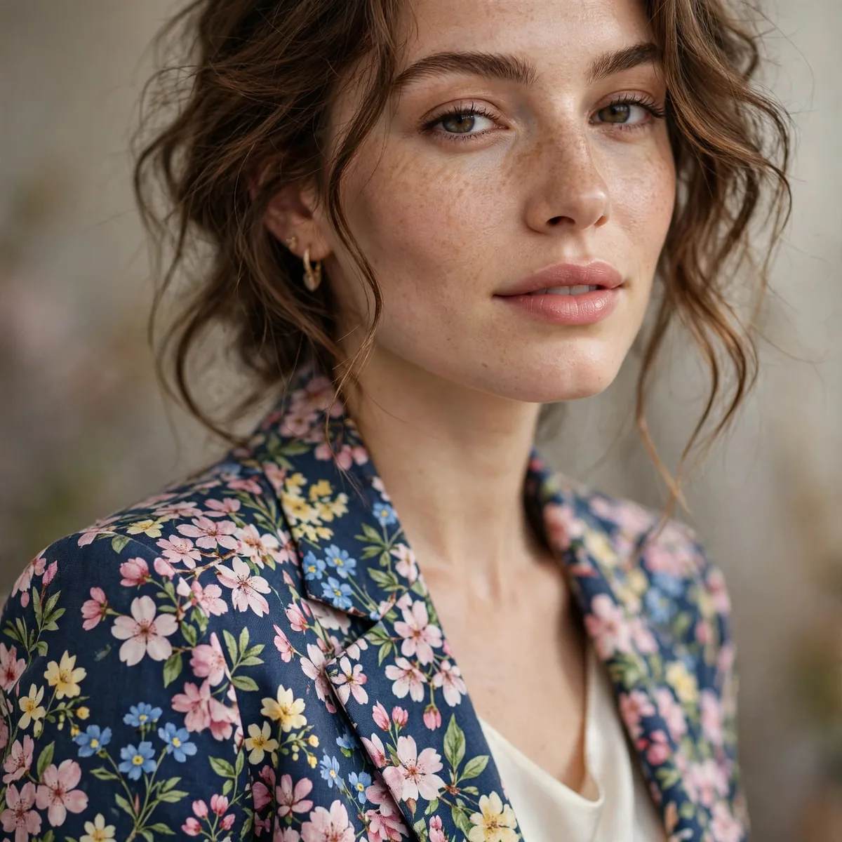 Floral print blazer spring outfit