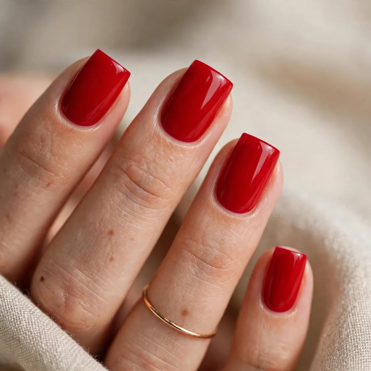 Classic red square nails