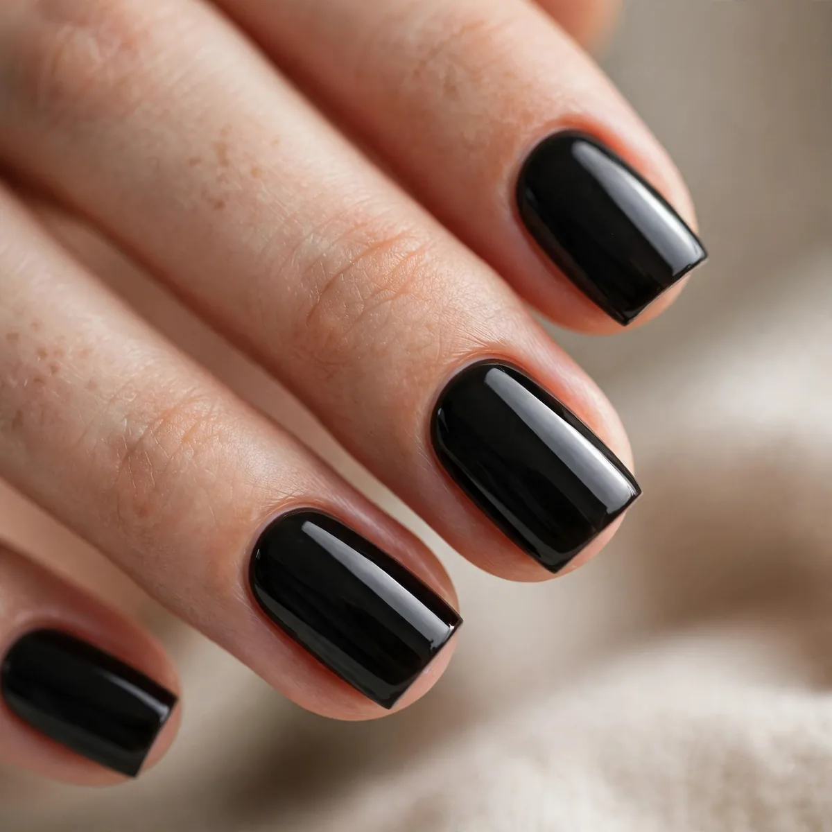 Black polish on square nails