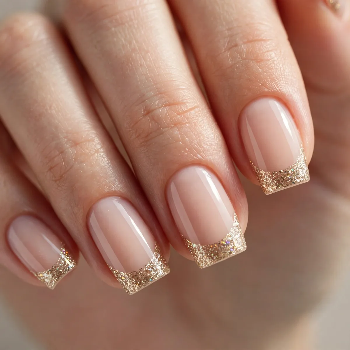 Glitter tips on square nails