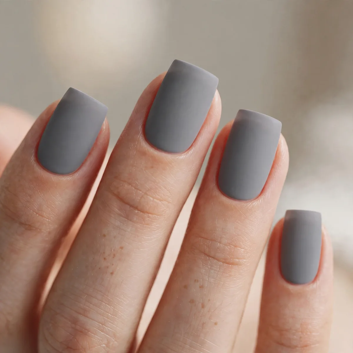 Matte gray square nails