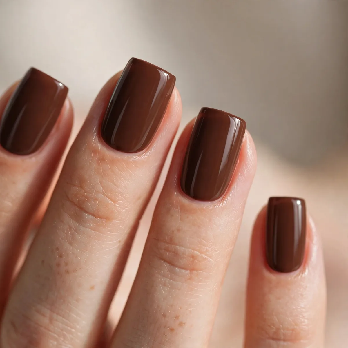 Chocolate brown square nails