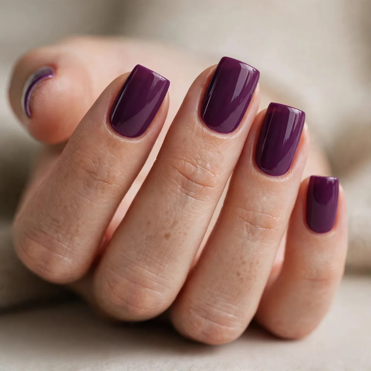 Plum purple square nails