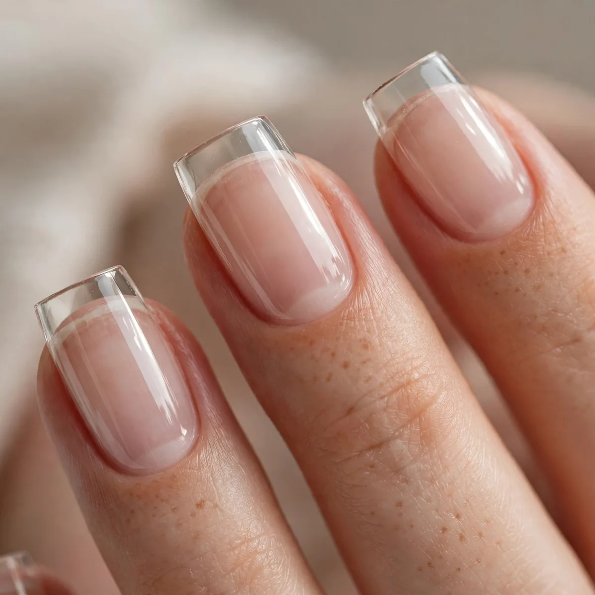 Clear glossy square nails
