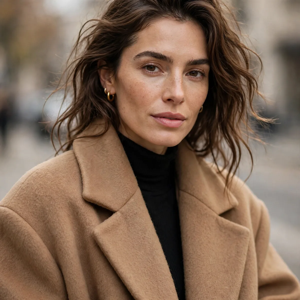 Oversized camel coat street style