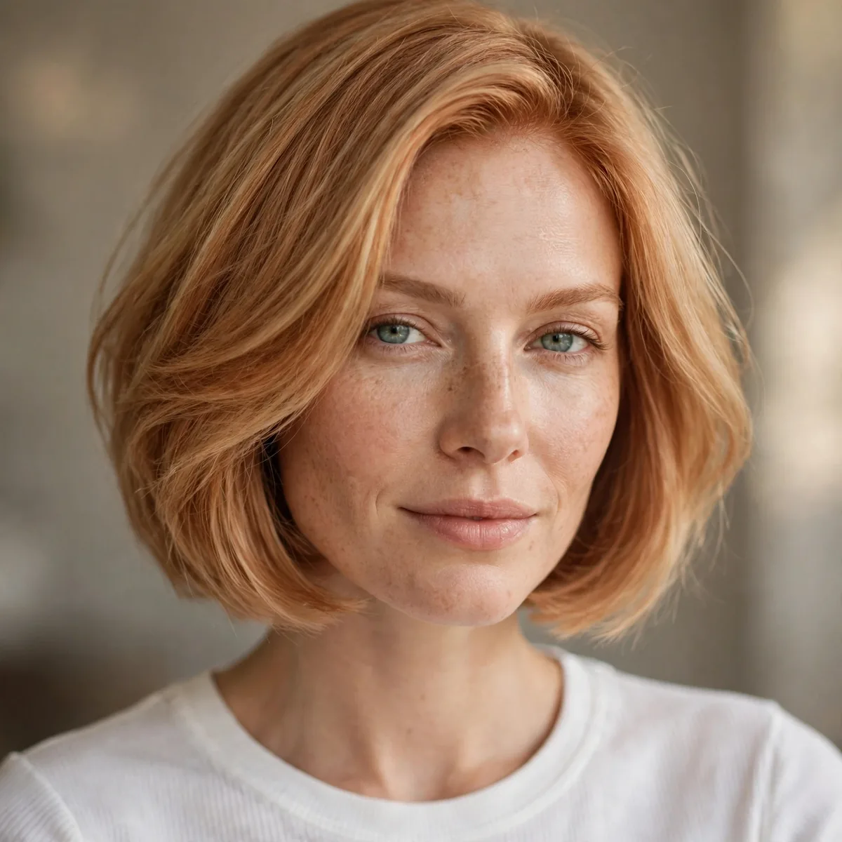 Strawberry blonde bob haircut