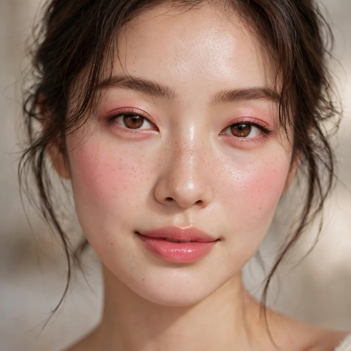 Soft strawberry milk makeup glow