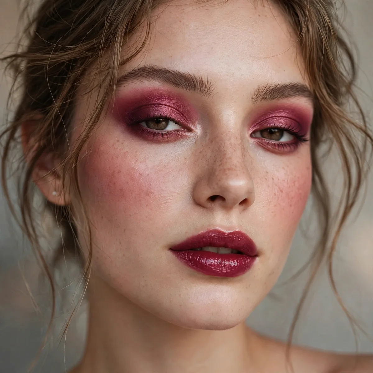 Deep berry strawberry makeup