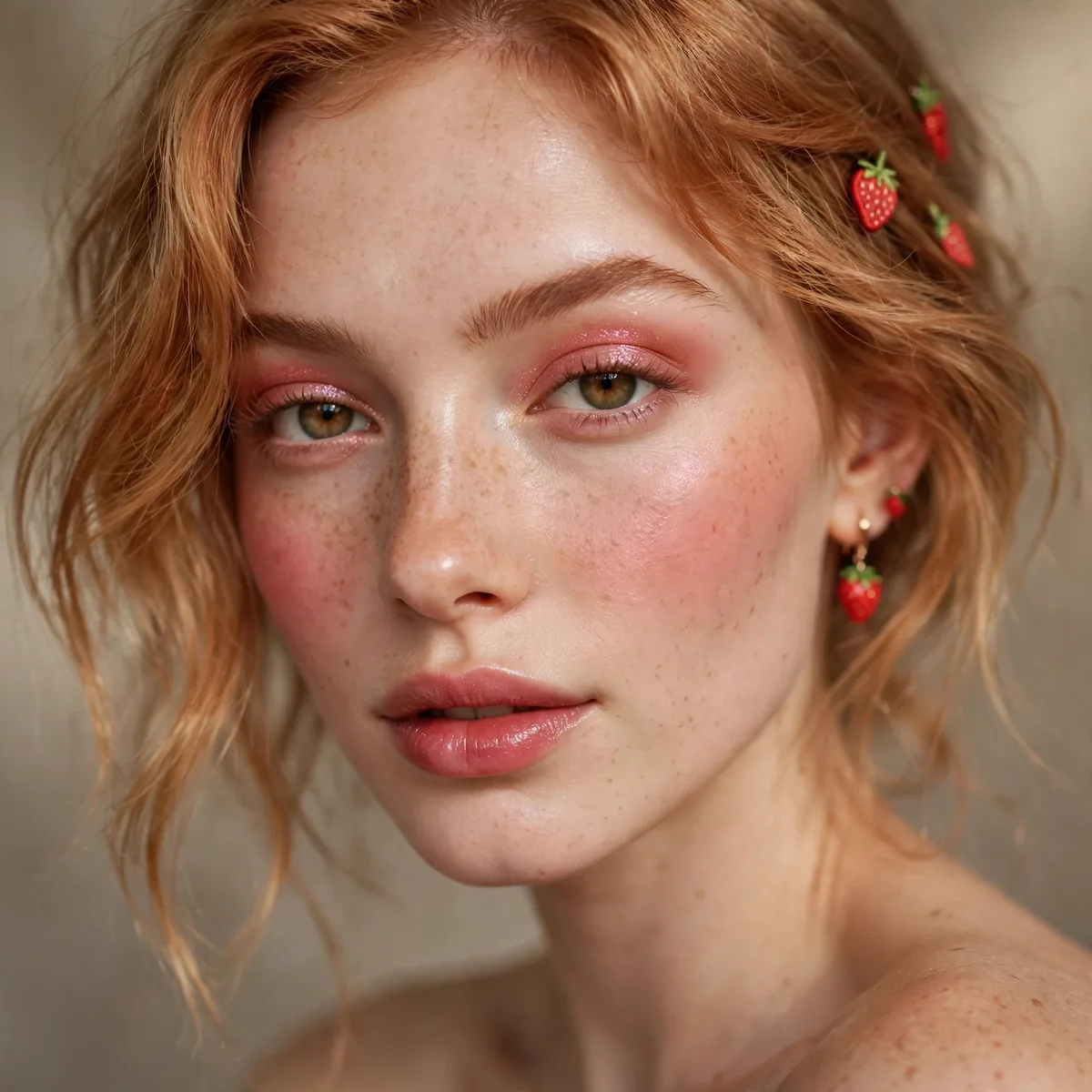 Complete strawberry girl makeup look