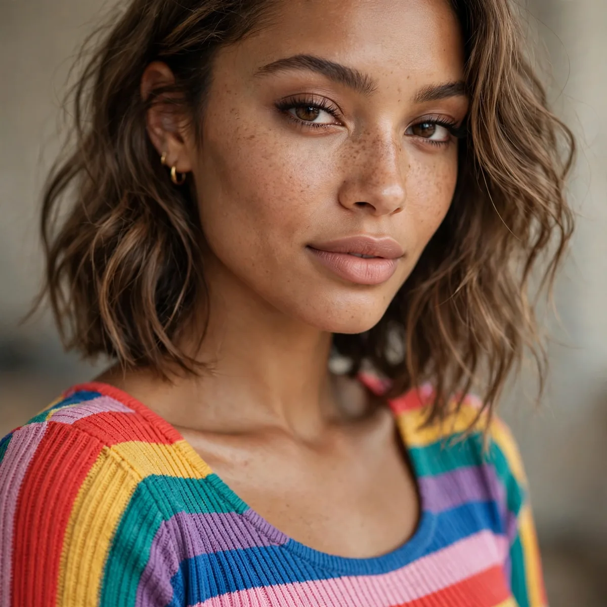 Colorful striped top outfit