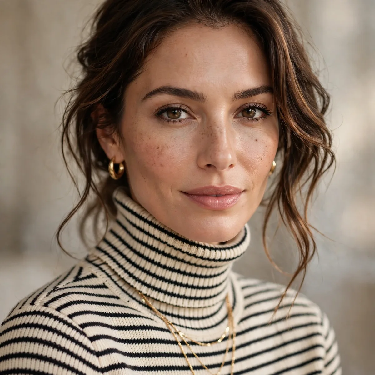 Striped turtleneck sweater