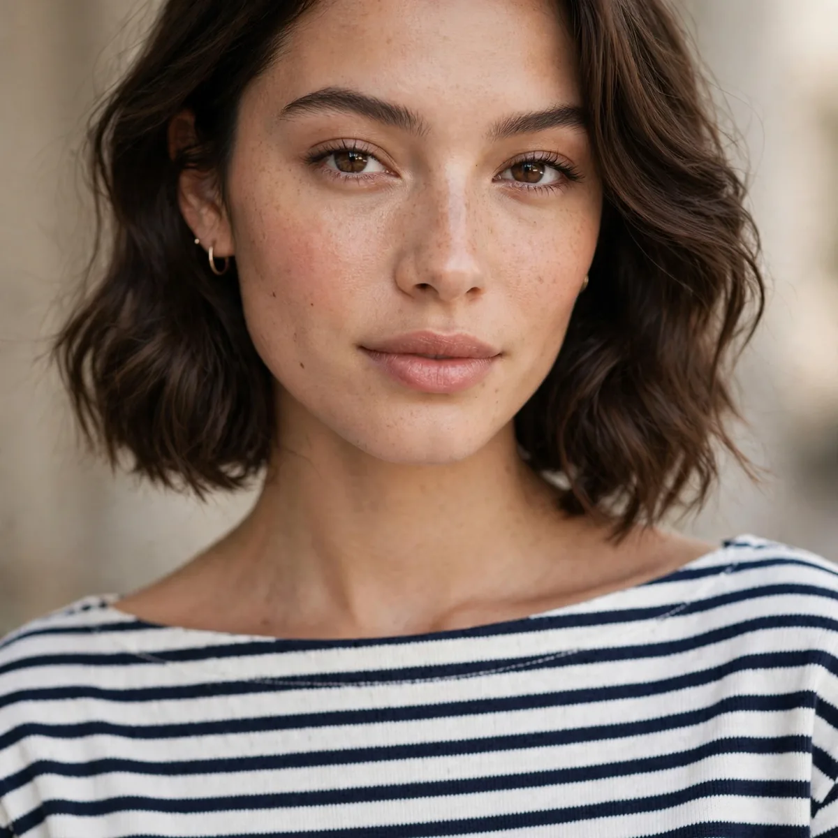 Boat neck striped top