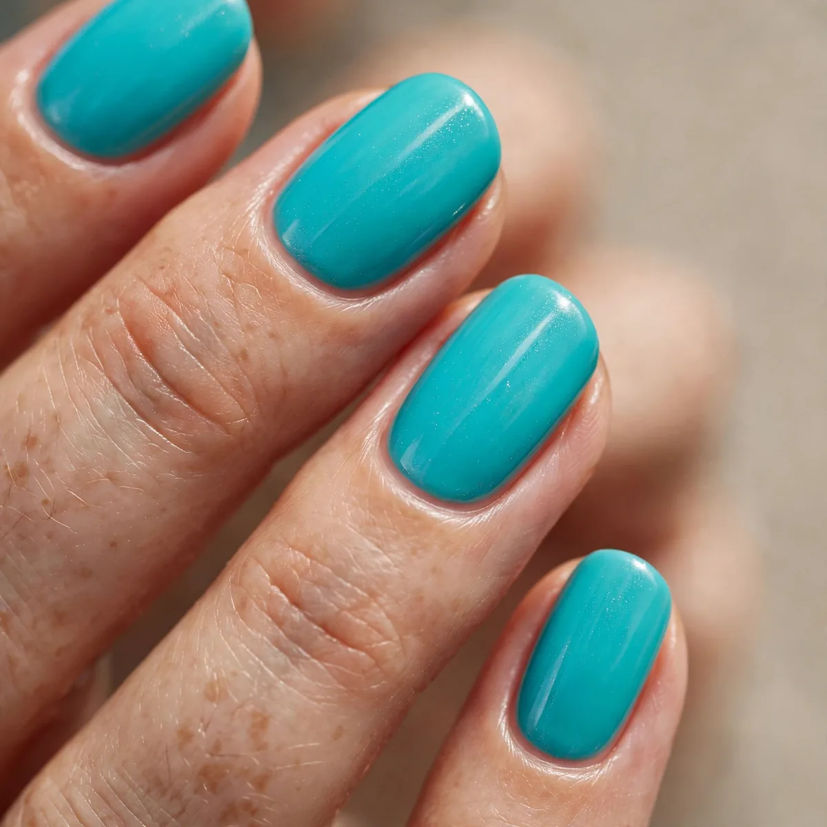 Turquoise summer nail polish