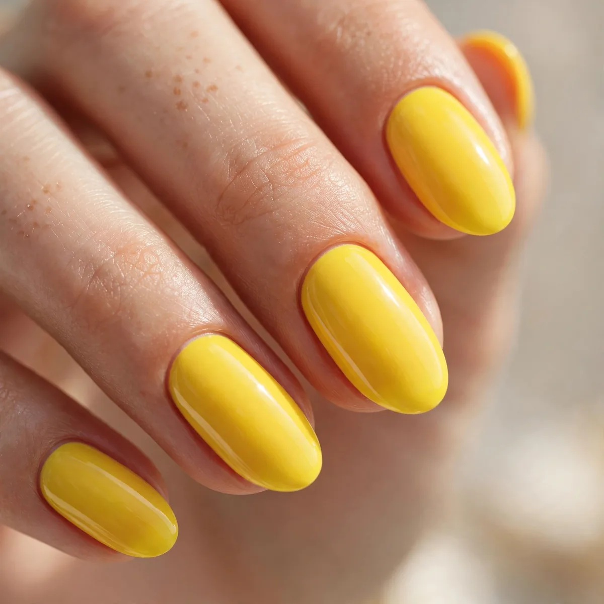 Bright yellow summer nail polish