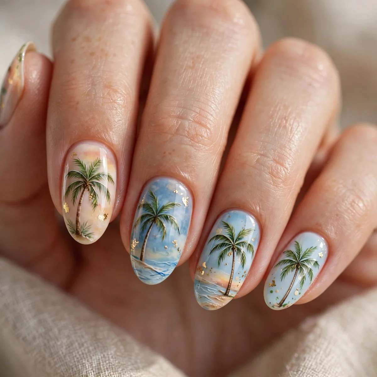 Palm tree nail art summer