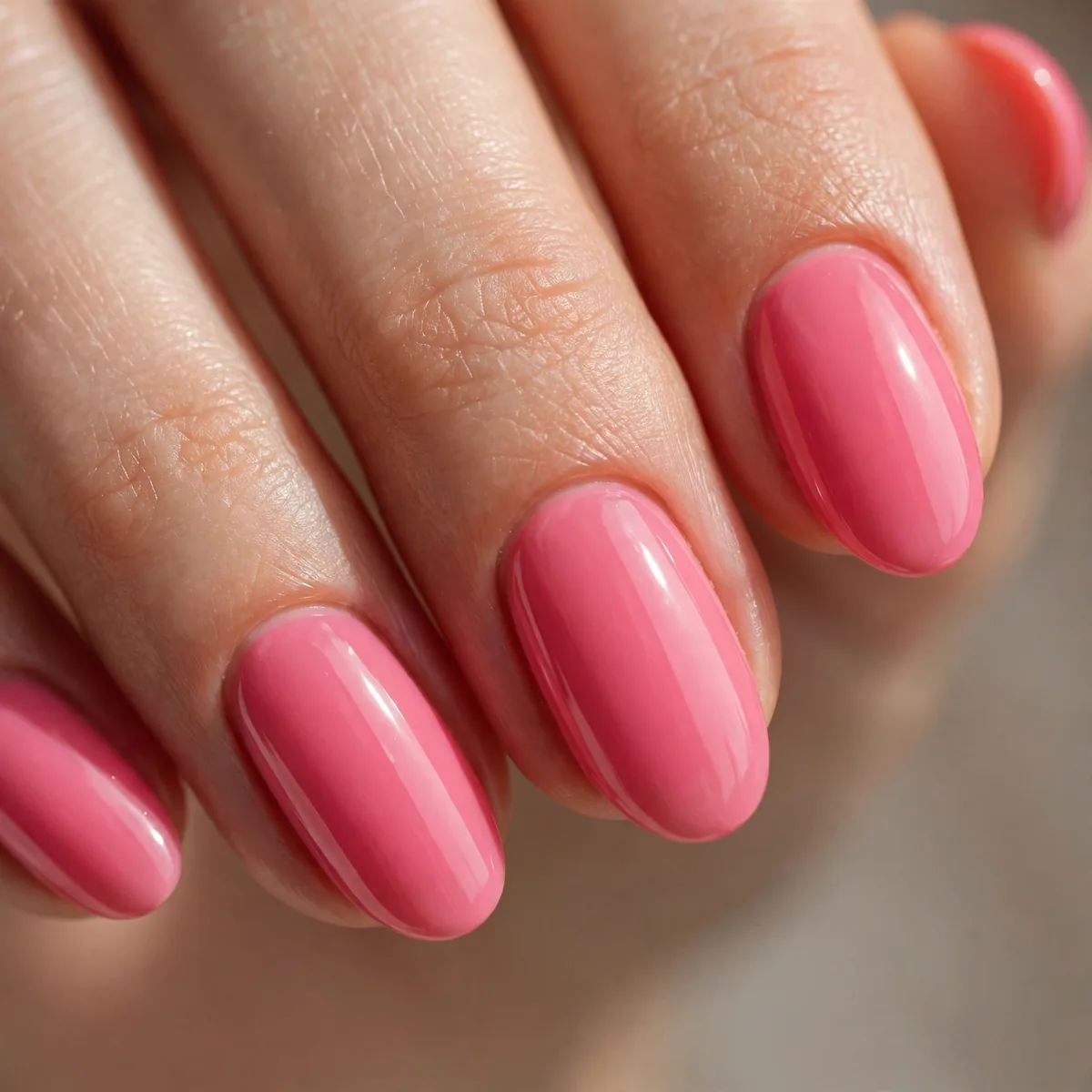 Flamingo pink summer nail polish