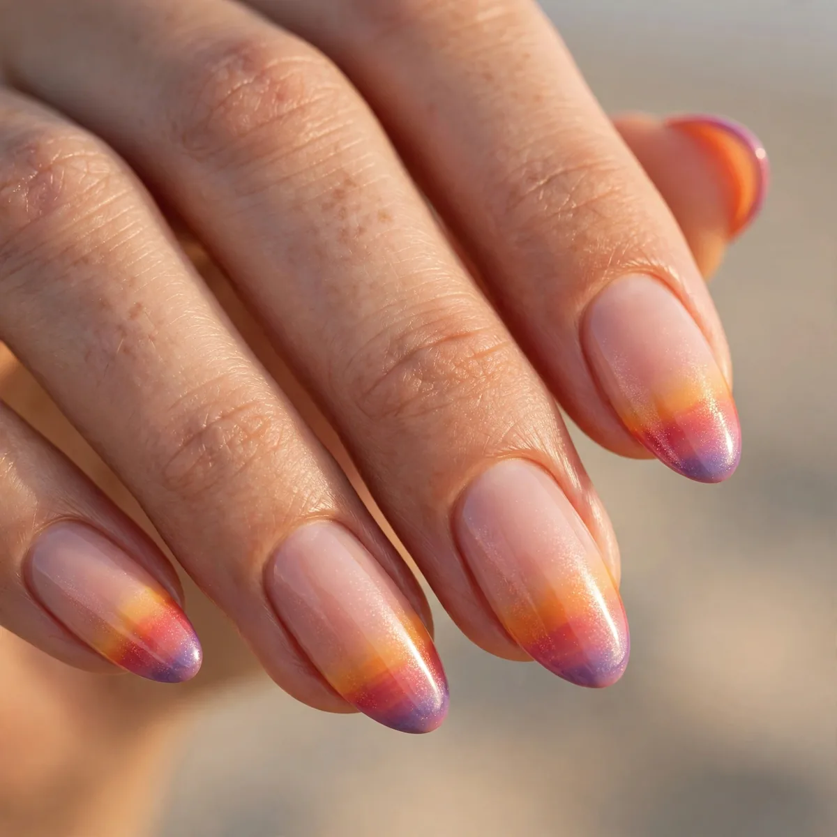 Sunset french tip summer nails