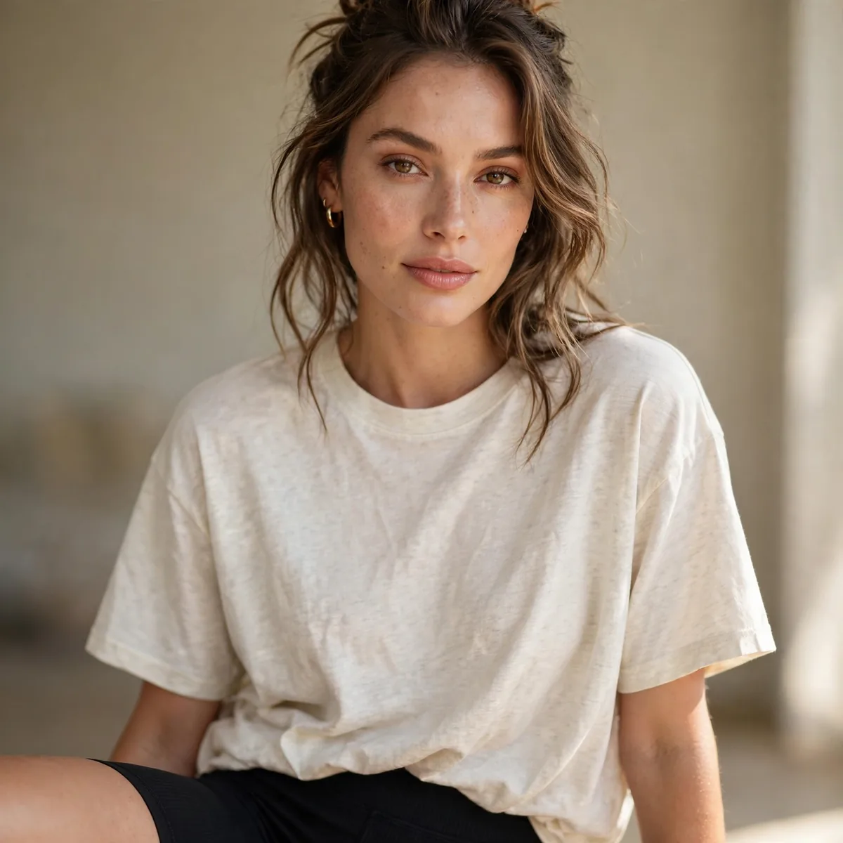 Bike shorts with oversized t-shirt