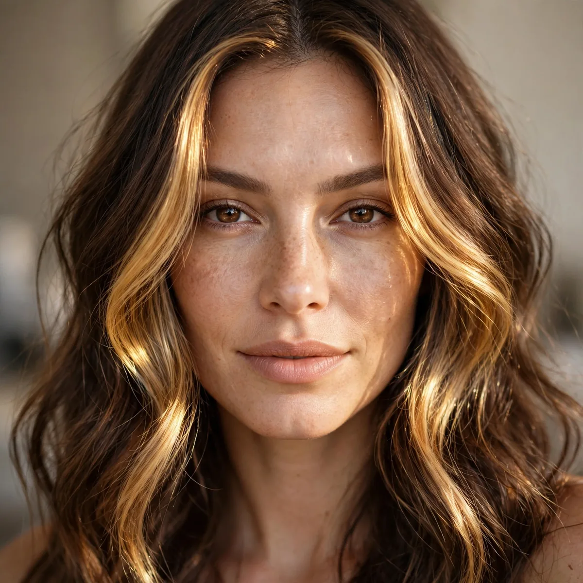 Golden face-framing highlights