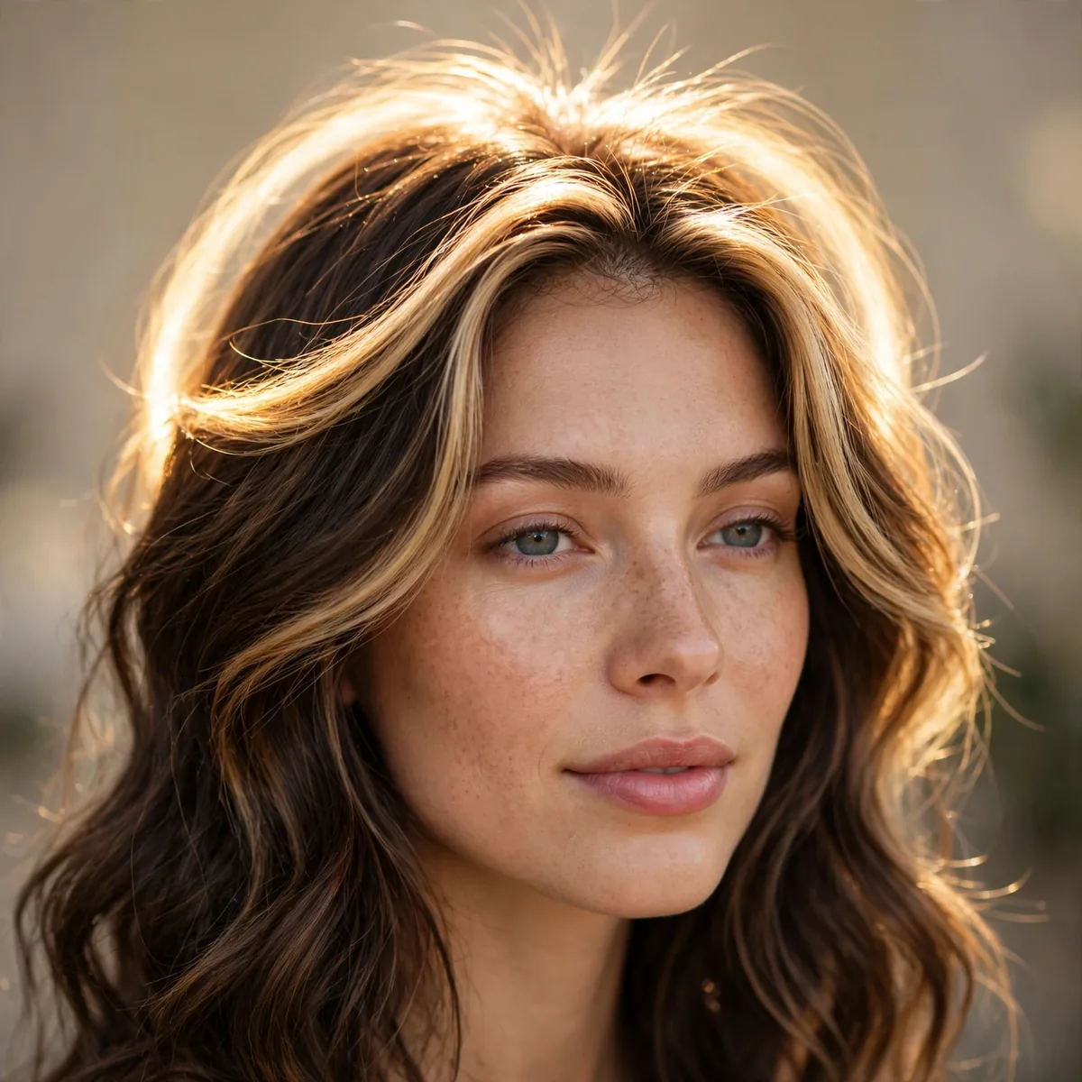 Halo of sunkissed highlights around crown