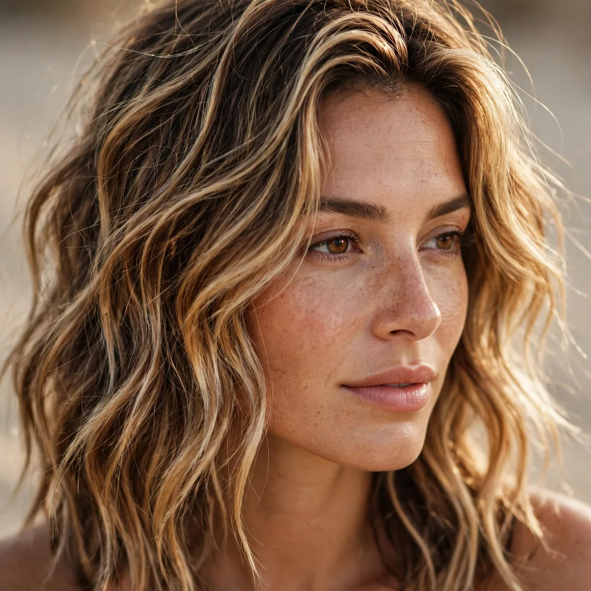 Dimensional sunkissed vacation hair color