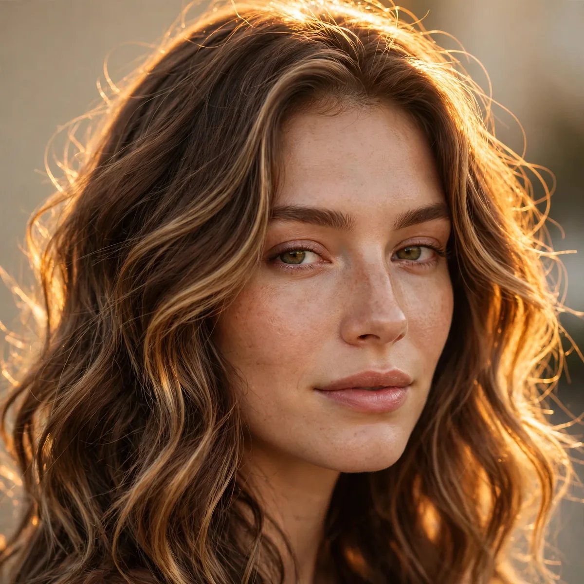 Golden hour glowing hair highlights
