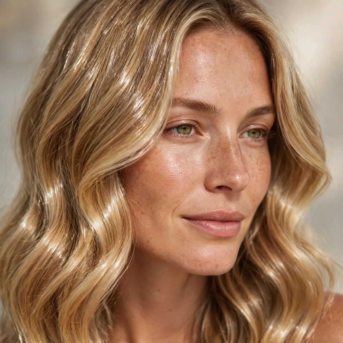 Glossy toned sunkissed hair
