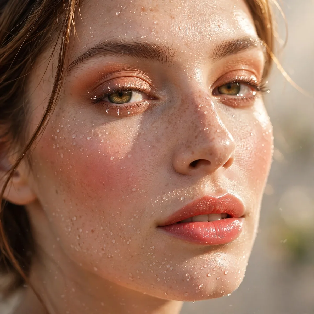 Close-up of Sun-Drenched Dew featuring toasted caramel and soft coral